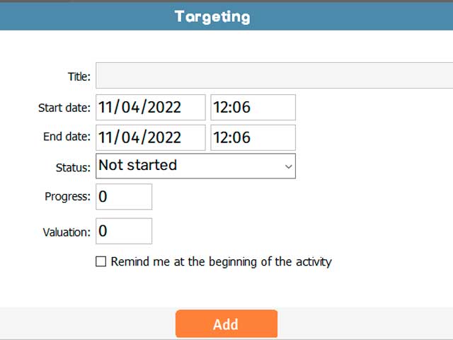 Record the activities that are related to your target